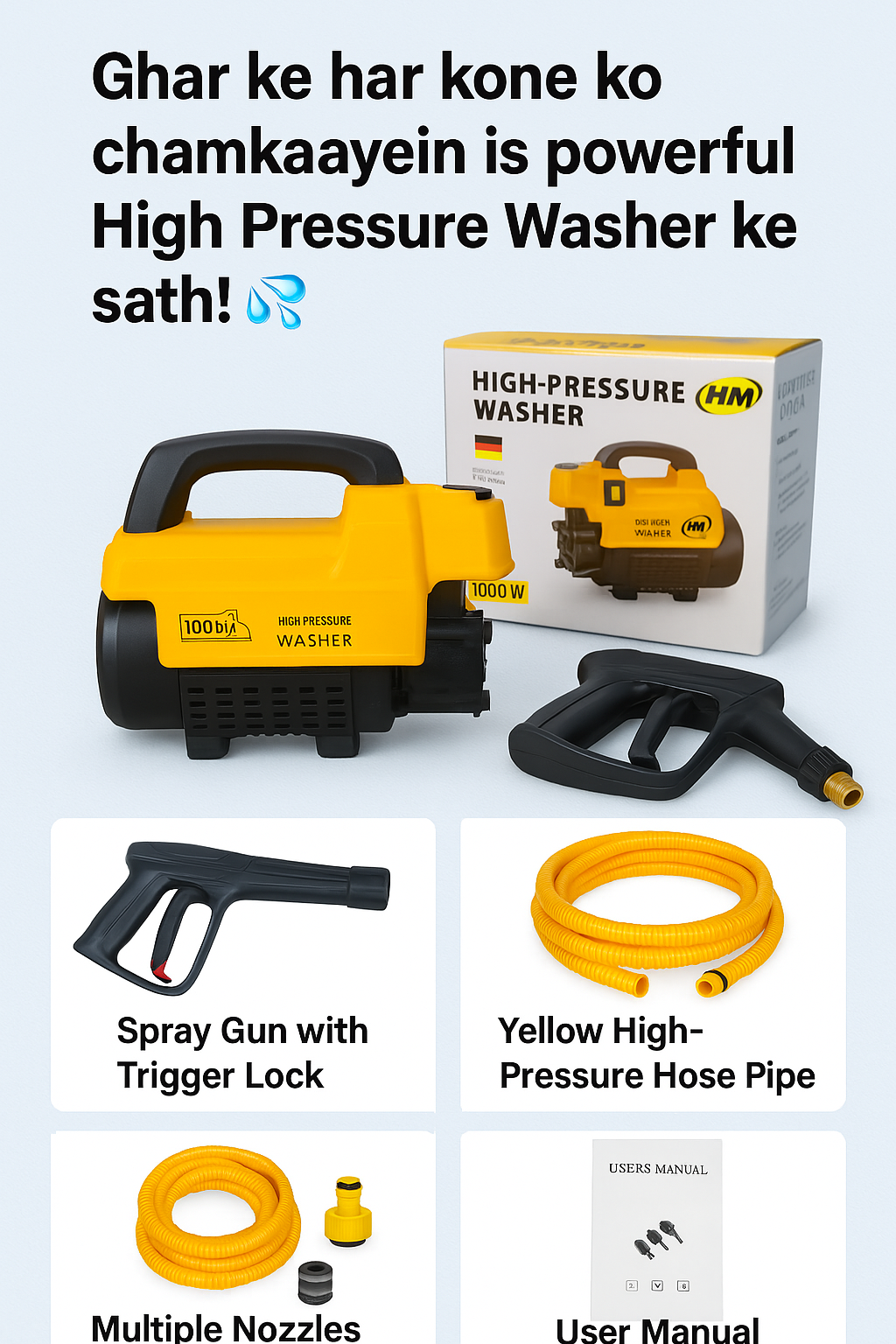 Kasumi Pressure Washer 2150W - Induction Motor Powerhouse